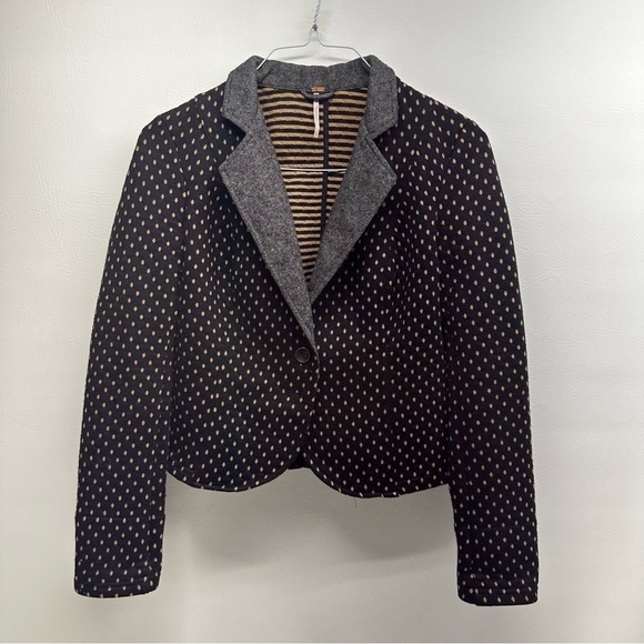 Free people Stylish Black and Gold Women's Jacket size Small polka dots - Picture 1 of 7
